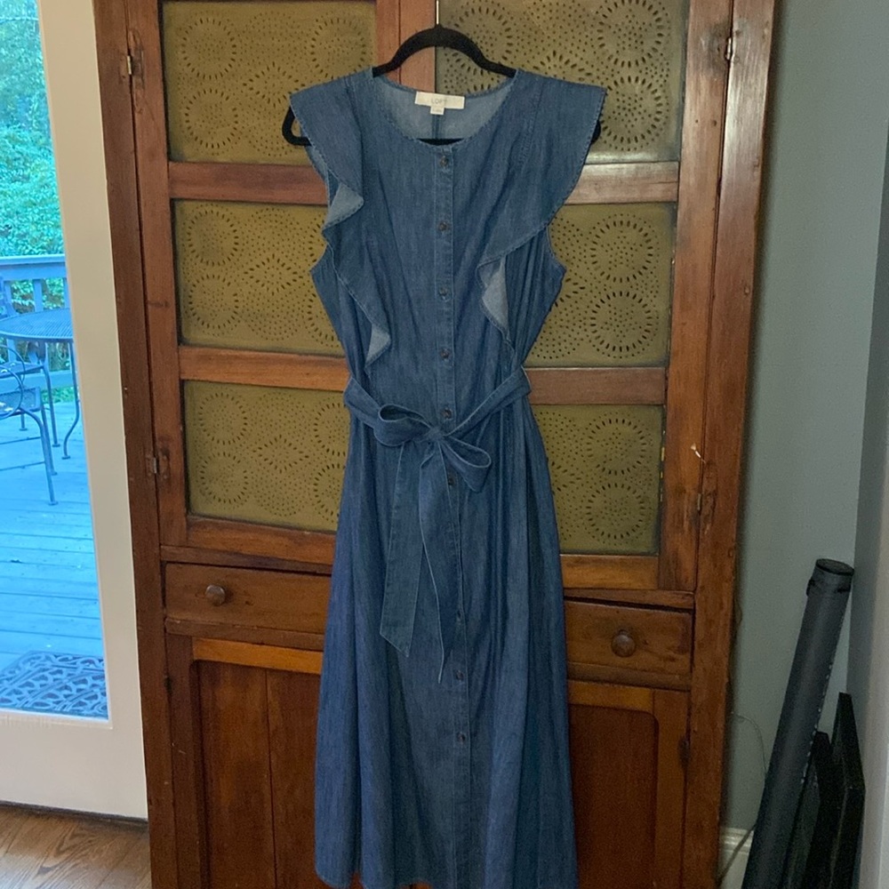 Loft Denim Sleeveless Midi Dress
